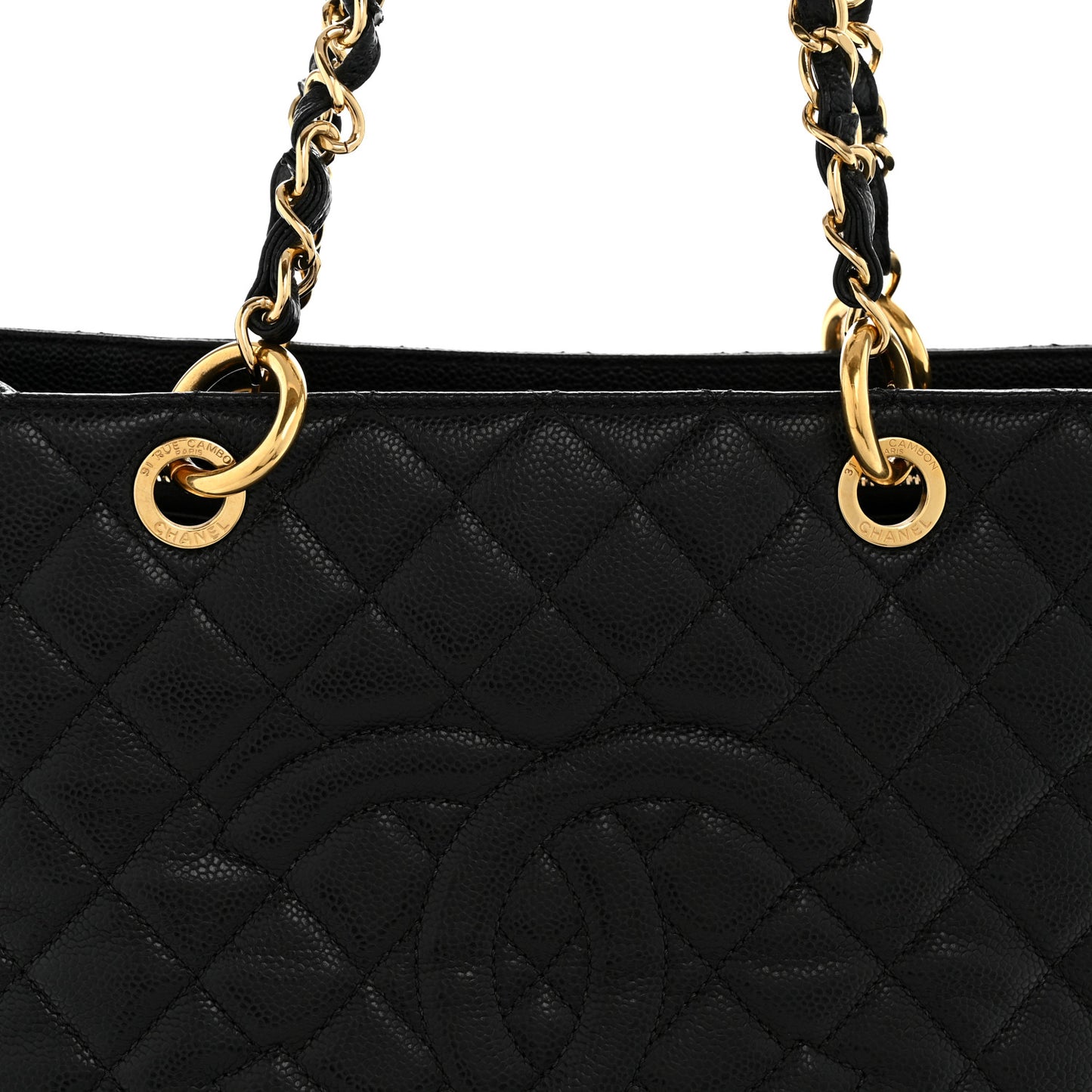 Caviar Quilted Grand Shopping Tote GST Black