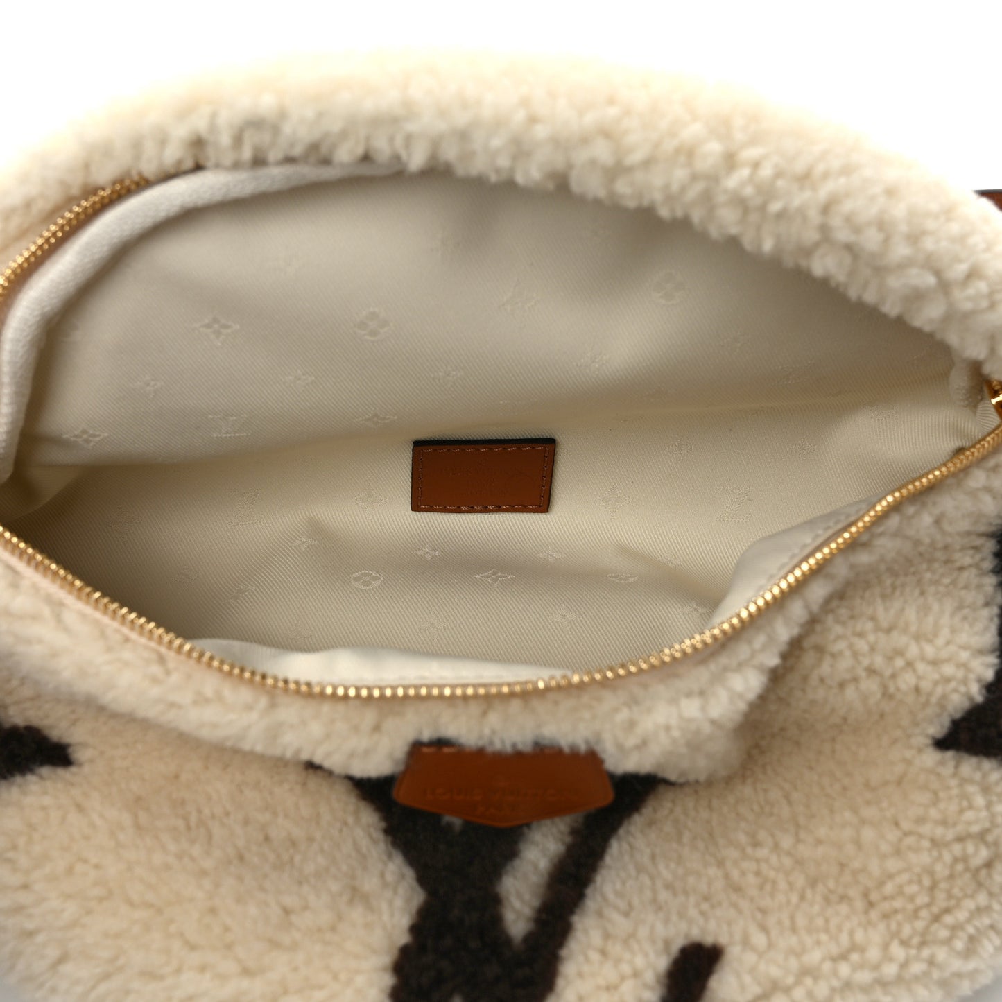 Shearling Monogram LV Ski Bumbag Cream Brown