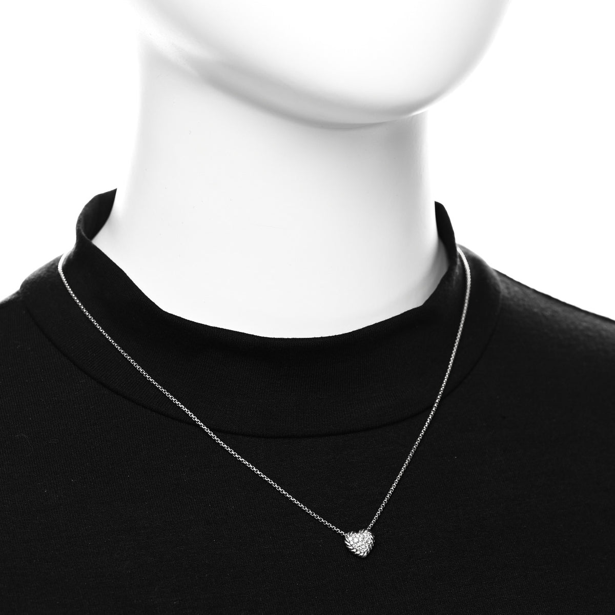 David Yurman Sterling Silver Diamond Petite Pave Heart Necklace 2 of 6