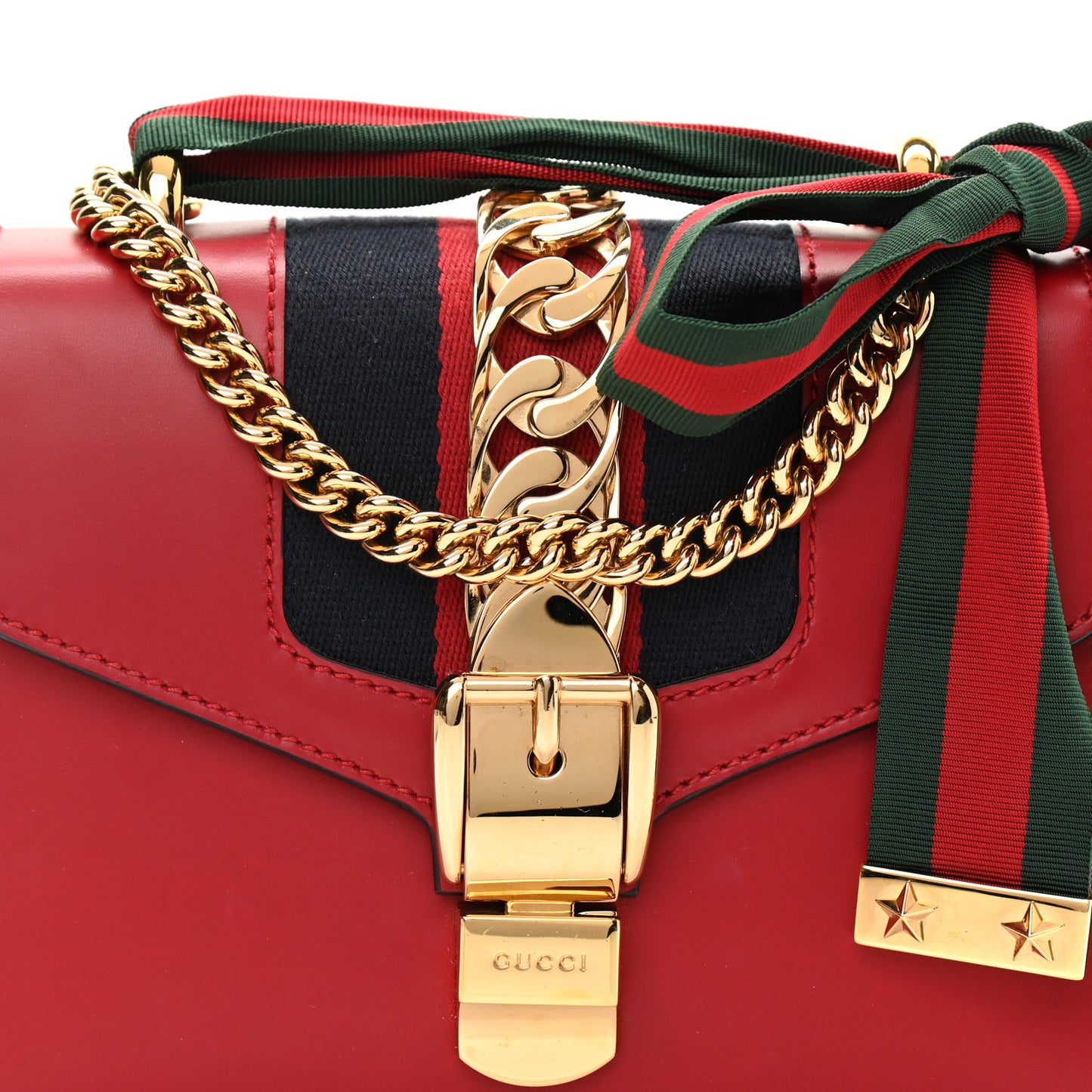 Calfskin Mini Sylvie Chain Shoulder Bag Hibiscus Red