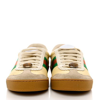 Gucci Calfskin Suede Web Womens G74 Sneakers 35 Oatmeal Burro New Mystic White 2 of 8