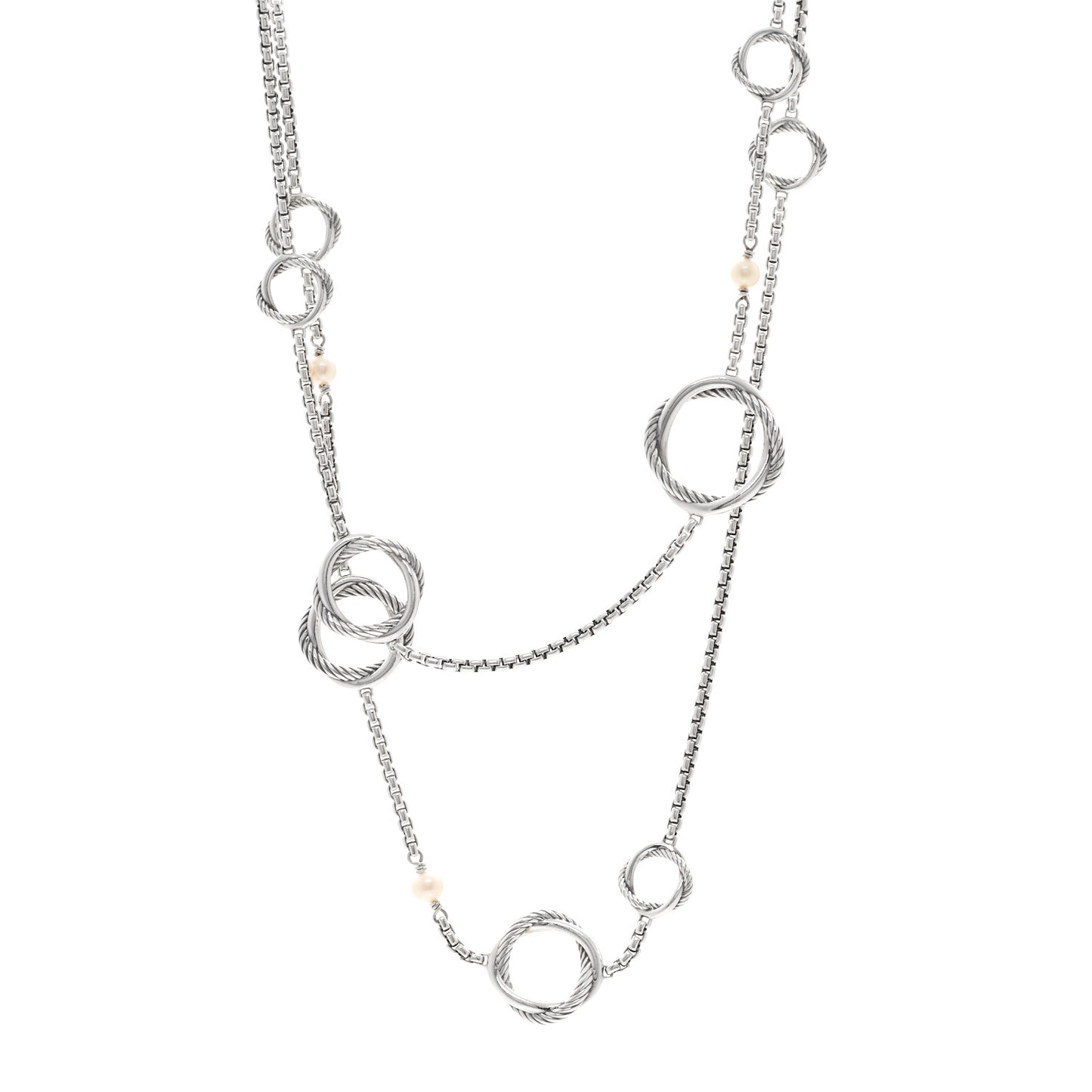 Sterling Silver Freshwater Cultured Pearl Infinity Station Chain Necklace