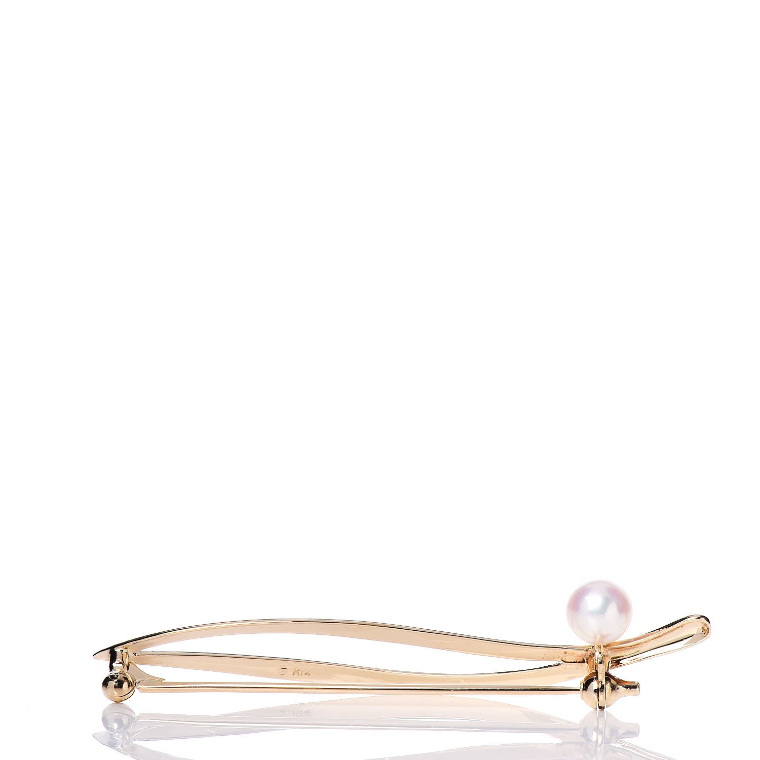 Mikimoto 14K Yellow Gold Akoya Pearl 6mm Leaf Brooch 3 of 5