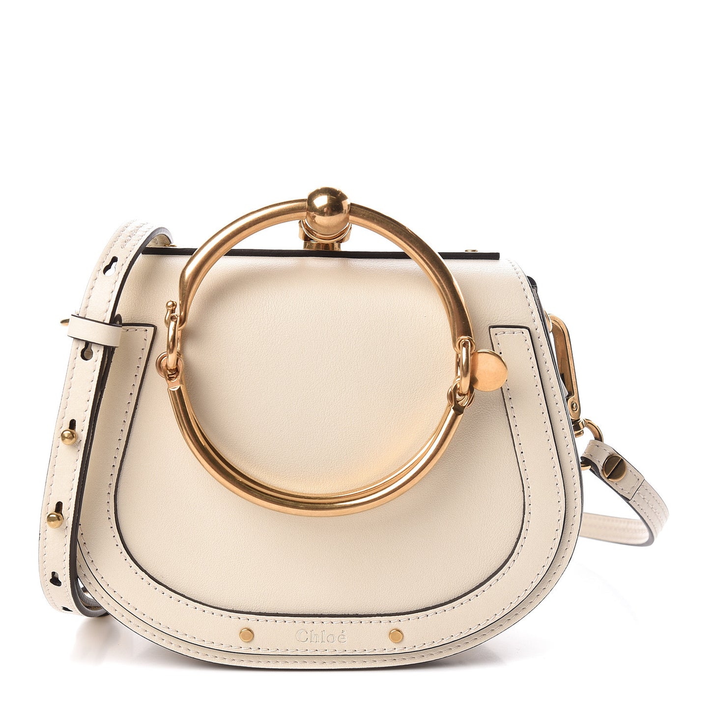Calfskin Suede Small Nile Bracelet Bag Off White