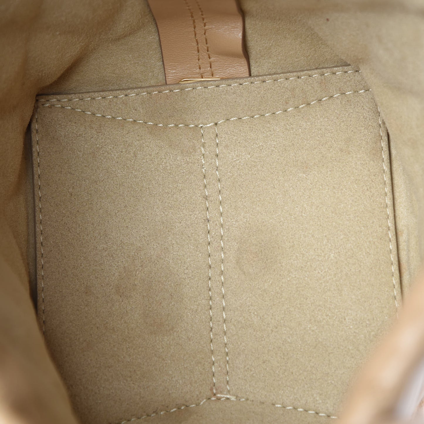 Lambskin Quilted Mini GV Bucket Bag Beige Camel