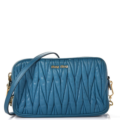 Miu Miu Nappa Matelasse Double Zip Shoulder Bag Turchese 1 of 11