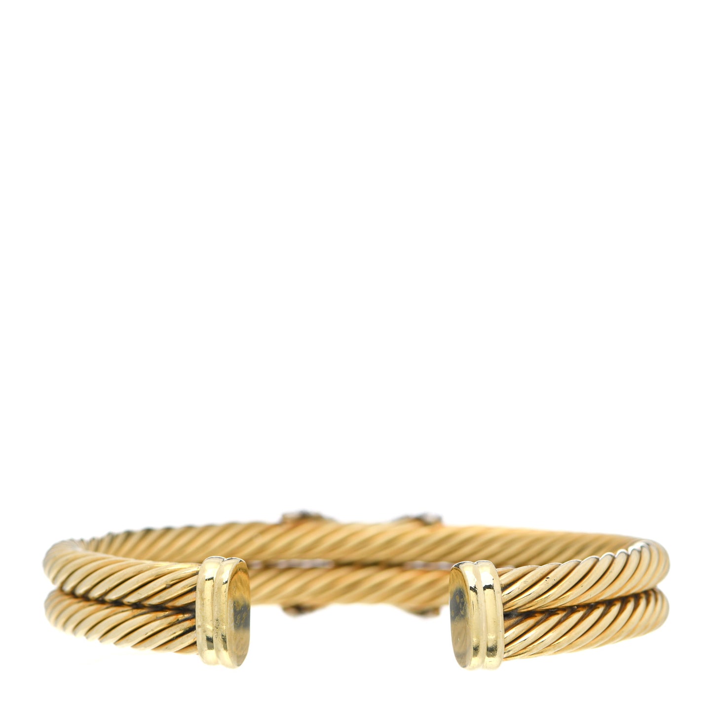 18K Yellow Gold Diamond X Station Double Cable Bracelet