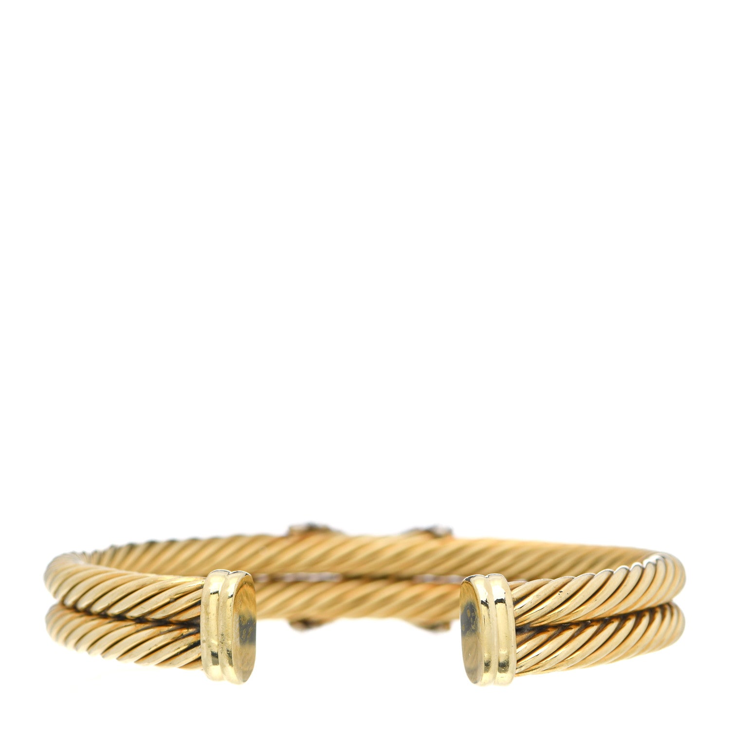 David Yurman 18K Yellow Gold Diamond X Station Double Cable Bracelet 2 of 3