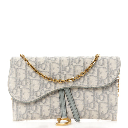 Christian Dior Oblique Saddle Chain Long Wallet Grey 1 of 11