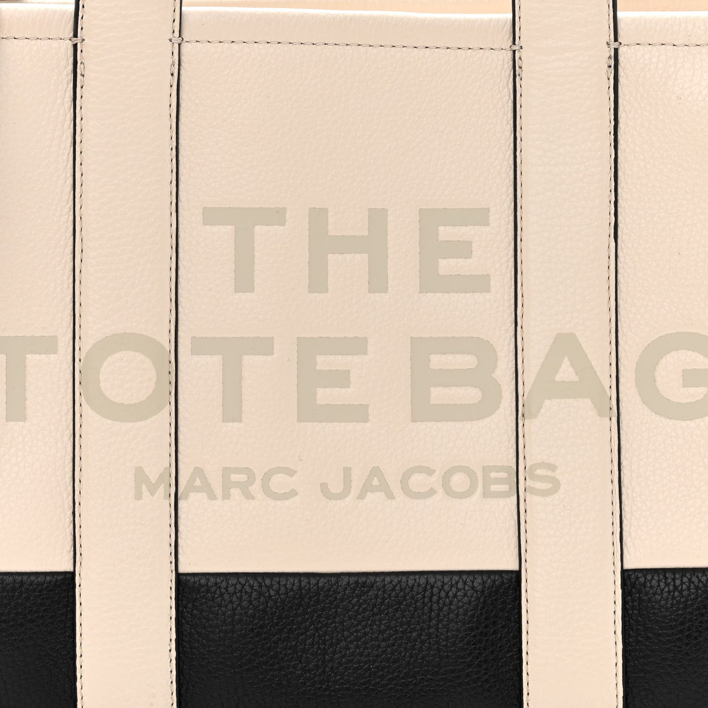 Grained Calfskin Small The Tote Bag Ivory Black