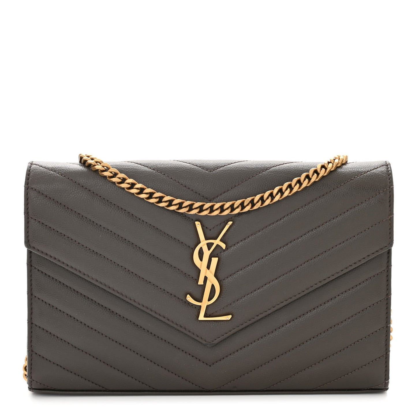 Grain De Poudre Matelasse Chevron Monogram Chain Wallet Earth
