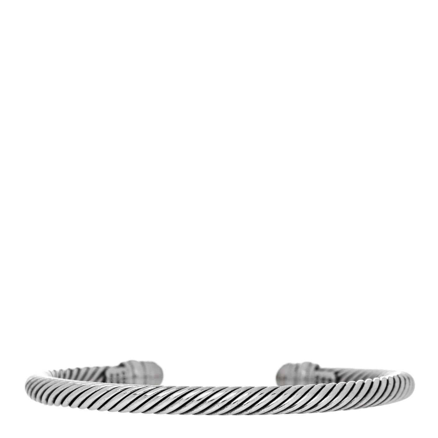 David Yurman Sterling Silver 18K White Gold Diamond 5mm Cable Classics Bracelet 2 of 3