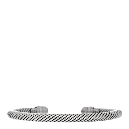 David Yurman Sterling Silver 18K White Gold Diamond 5mm Cable Classics Bracelet 2 of 3