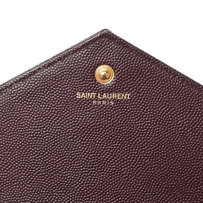 Saint Laurent Grain De Poudre Matelasse Chevron Monogram Chain Wallet Palissandre 6 of 7