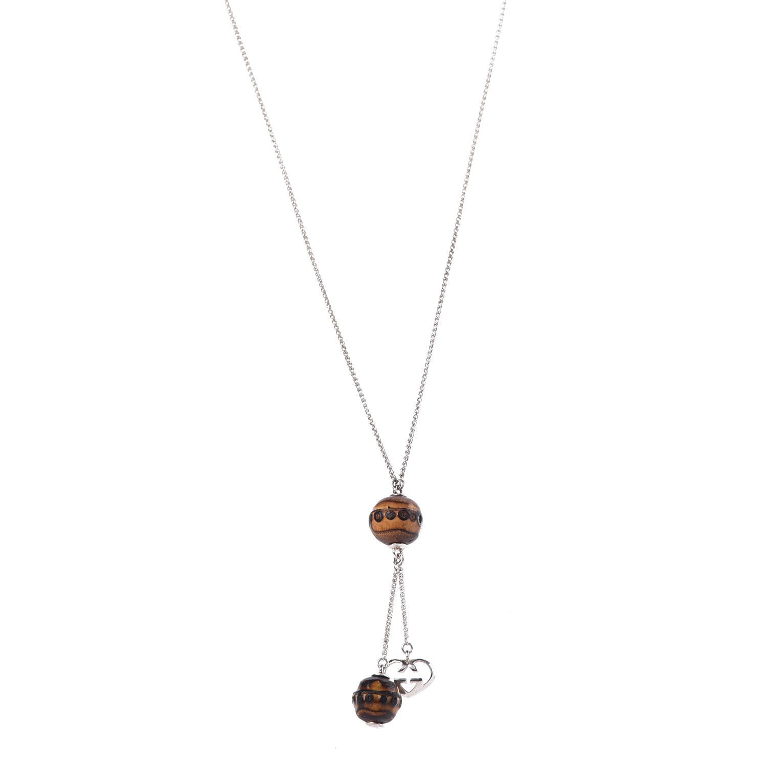 Gucci Sterling Silver Bamboo Drop Necklace 4 of 5