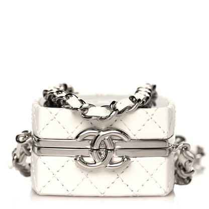 Chanel Patent Goatskin Quilted Clutch With Chain White 1 of 10