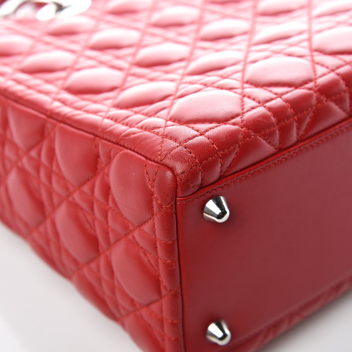 Lambskin Cannage Large Lady Dior Red