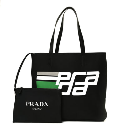 Prada Canapa Racing Logo Shopping Tote Black Verde 1 of 10