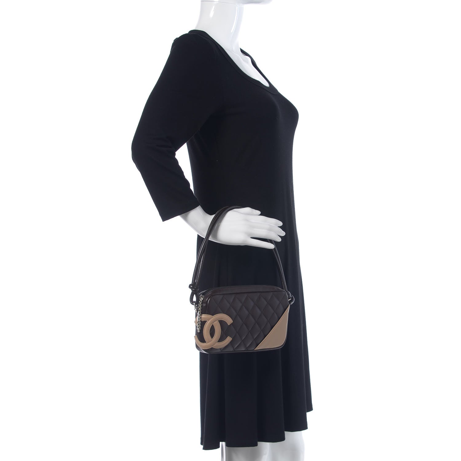 Chanel Calfskin Quilted Cambon Pochette Brown Beige 2 of 11