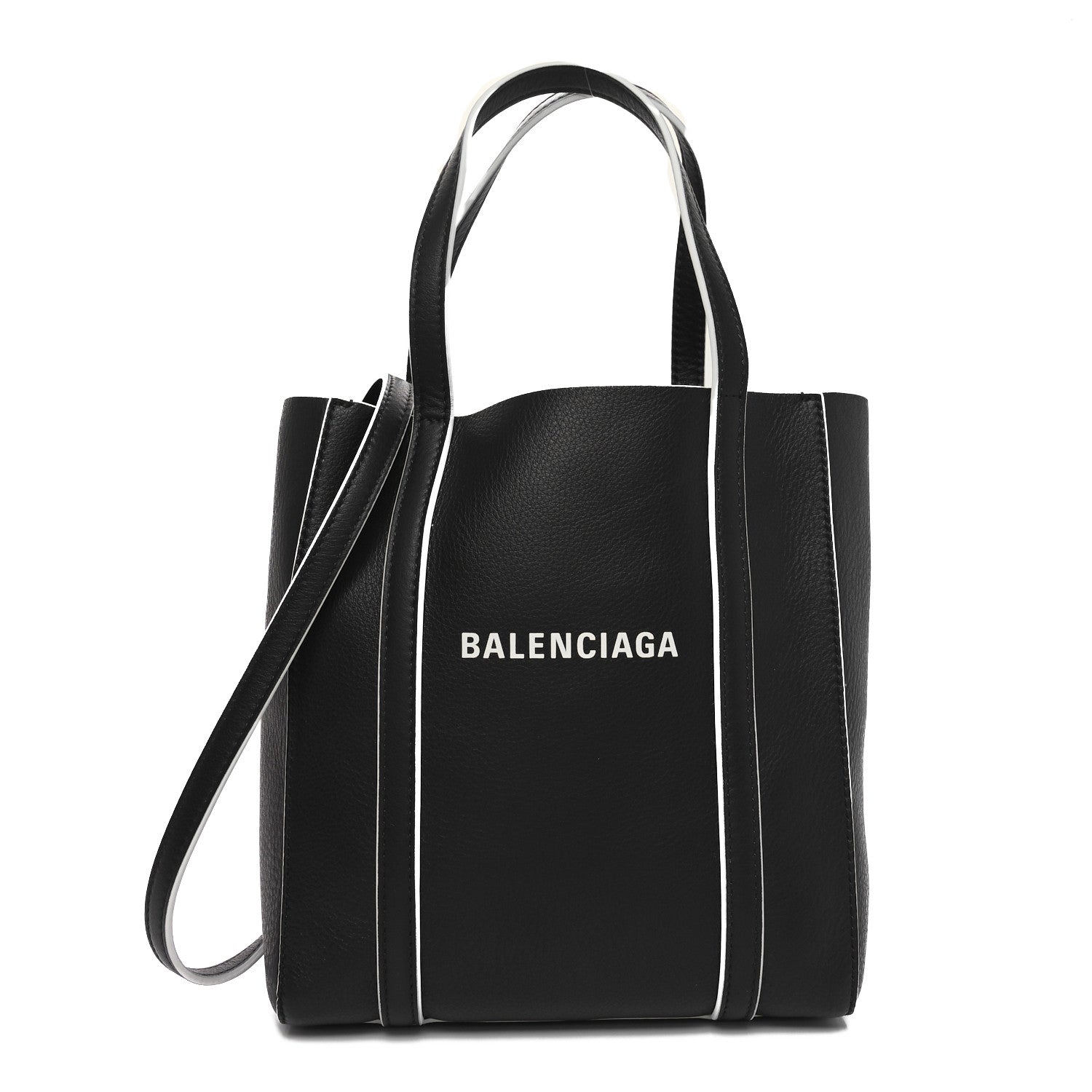 Balenciaga Smooth Calfskin Logo Double Sided XXS Everyday Tote Black White 1 of 9