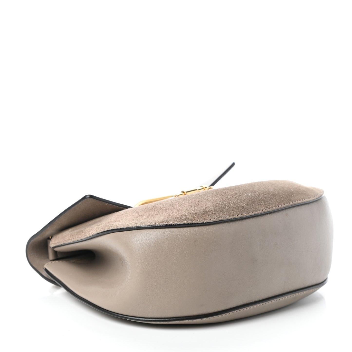 Suede Smooth Calfskin Drew Shoulder Bag Motty Grey