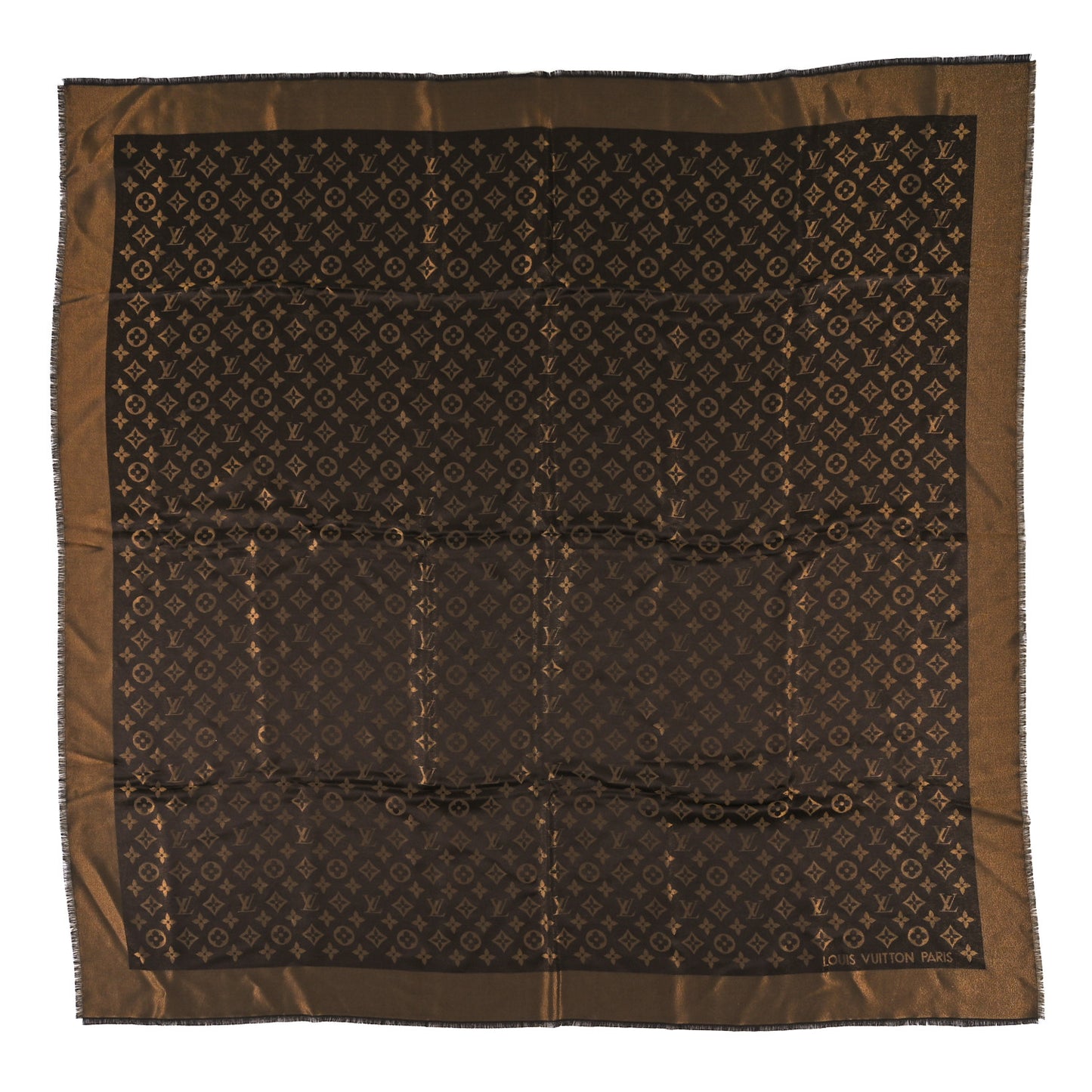 Silk Wool So Shine Monogram Shawl Gold