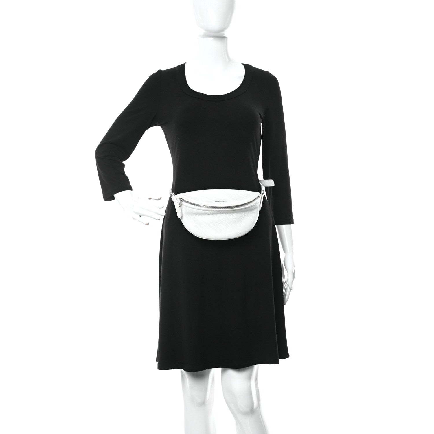 Balenciaga Shiny Goatskin Allover Logo Embossed XXS Souvenir Belt Bag White 2 of 10