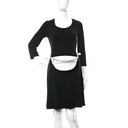 Balenciaga Shiny Goatskin Allover Logo Embossed XXS Souvenir Belt Bag White 2 of 10