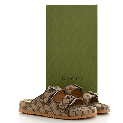 Gucci GG Monogram Lavaredo Eco Fabric Mens Slide Sandals With Straps 7 Beige Ebony Light Brown 10 of 10