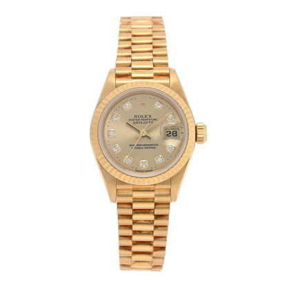 Rolex 18K Yellow Gold Diamond 26mm Datejust President Watch Champagne 69178 1 of 4