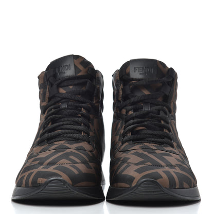 Fendi Nylon FF Reloaded High Top Sneakers 39.5 Tobacco Black 2 of 16