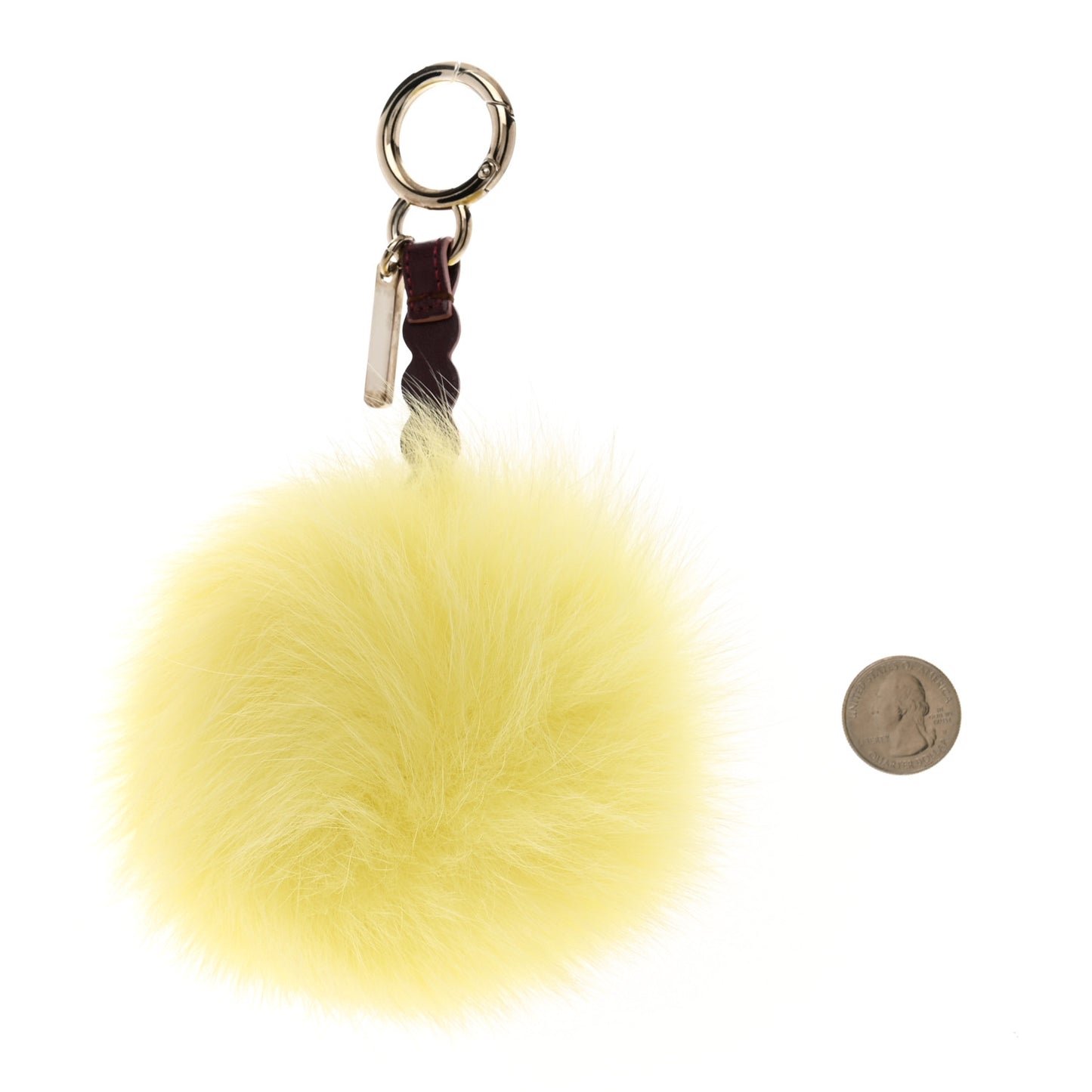 Fox Fur Vitello Dolce Studded Pom Pom Bag Charm Yellow
