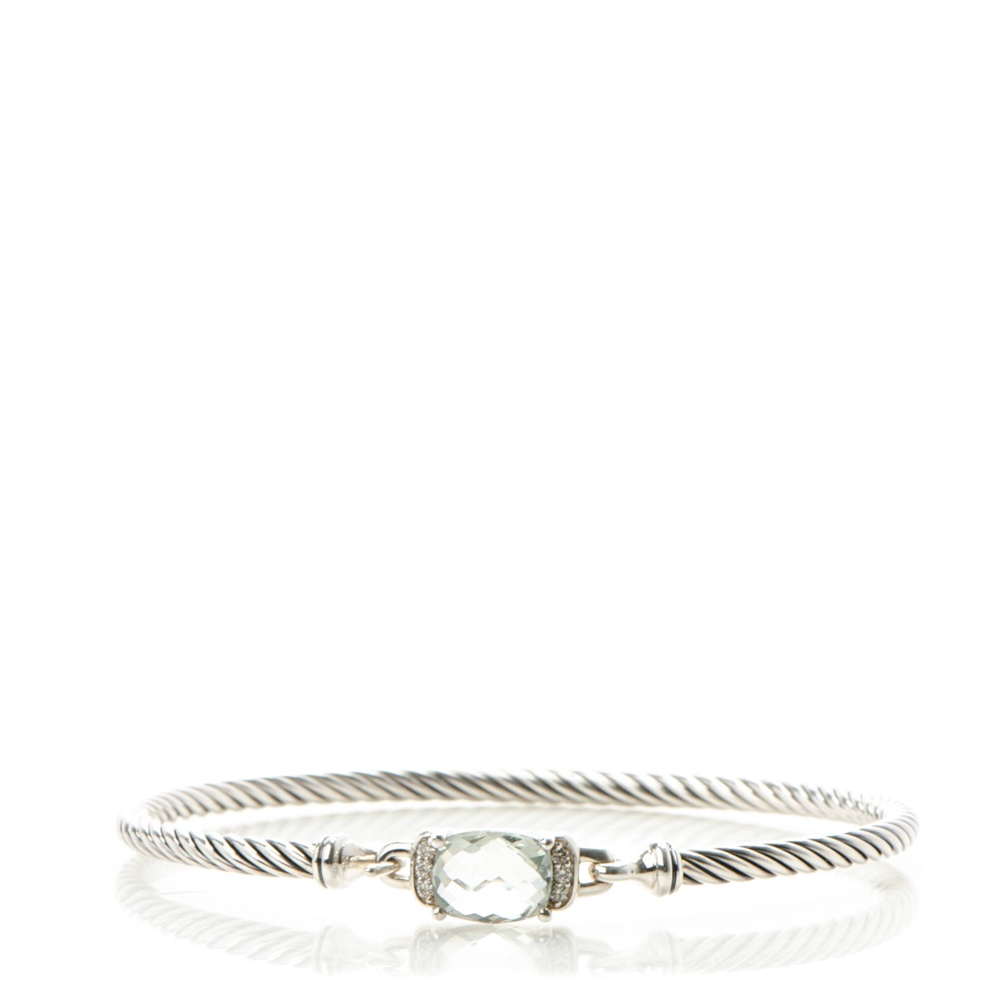 Sterling Silver Diamond Prasiolite 3mm Petite Wheaton Bracelet