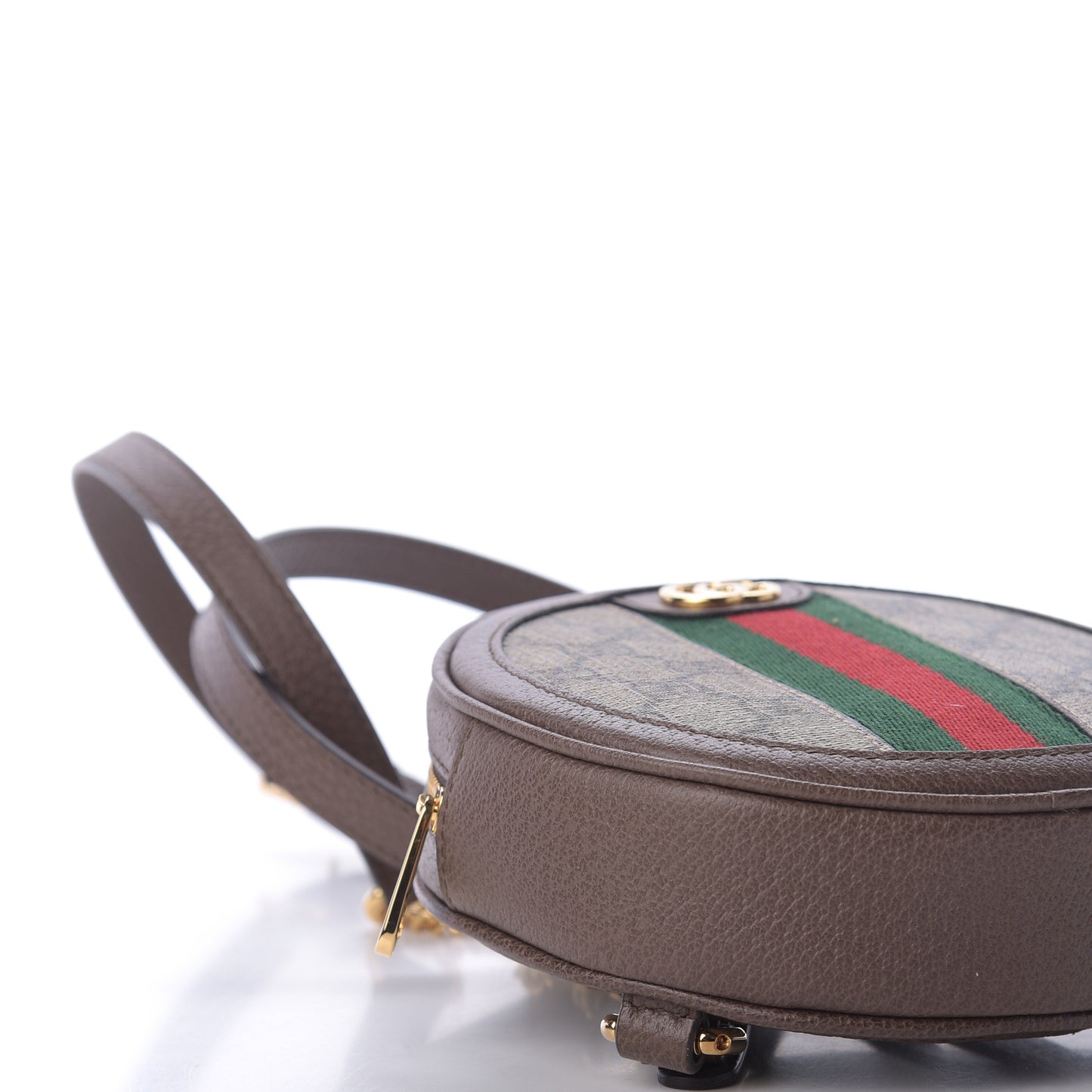 GG Supreme Monogram Web Mini Ophidia Round Backpack Brown
