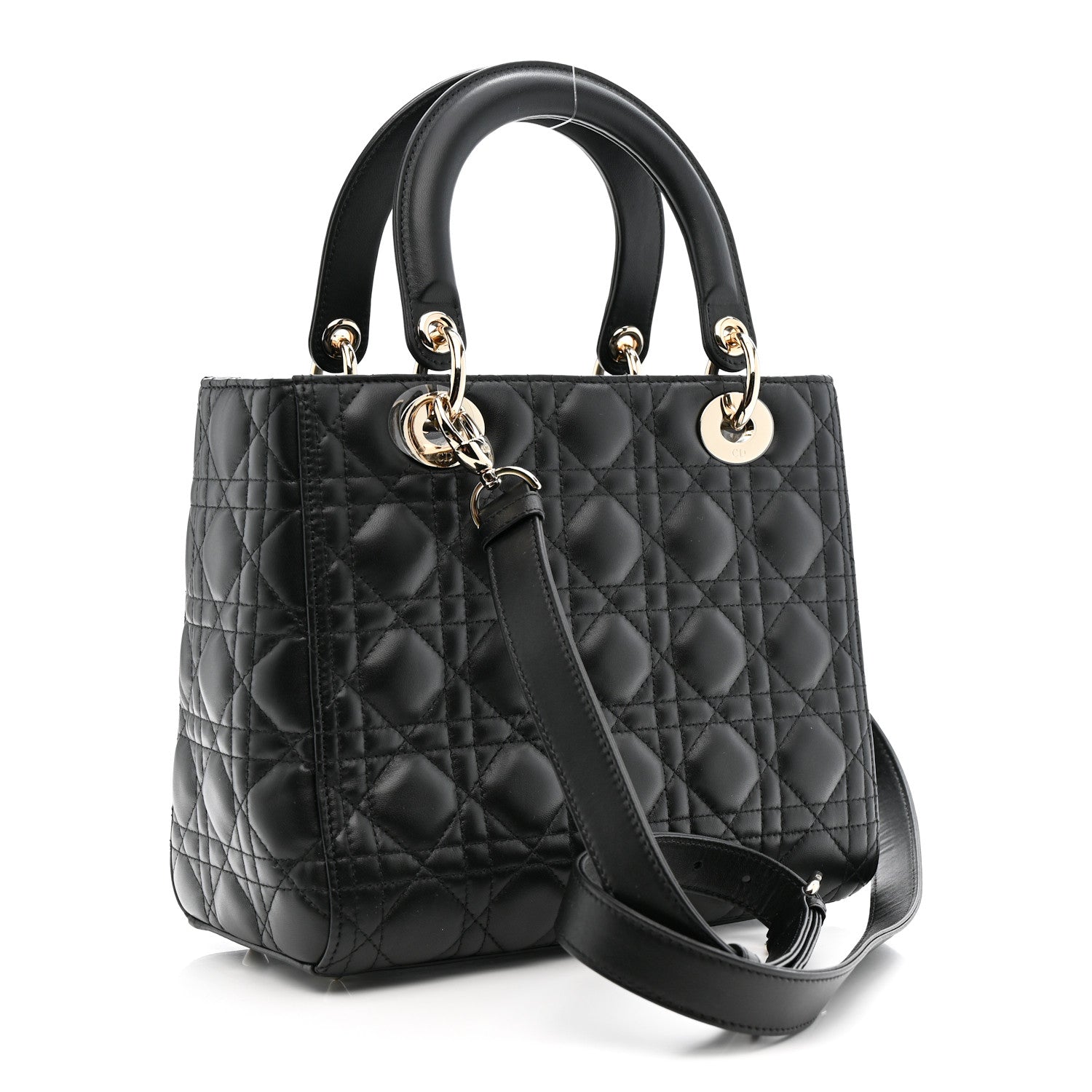 Christian Dior Lambskin Cannage Medium Lady Dior Black 3 of 11