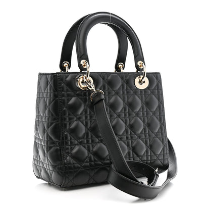 Christian Dior Lambskin Cannage Medium Lady Dior Black 3 of 11