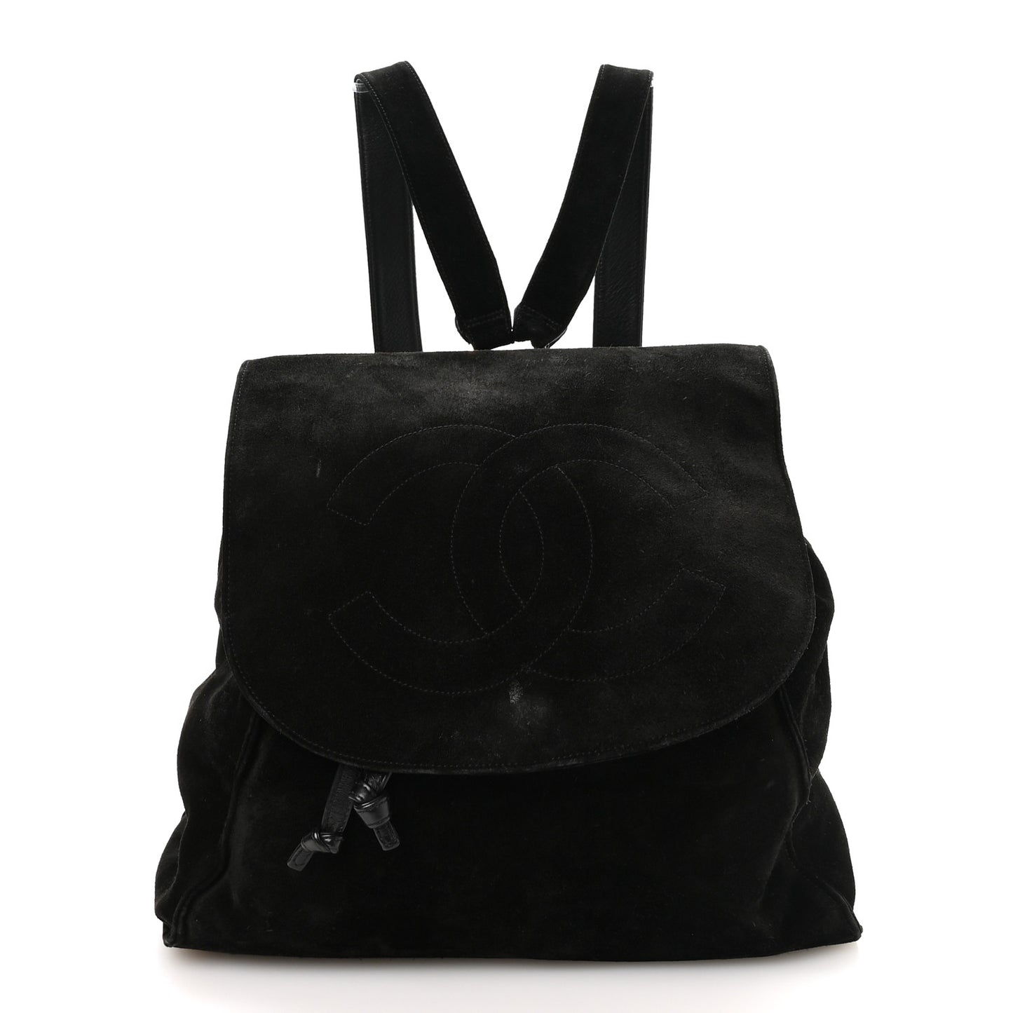 Suede CC Drawstring Backpack Black