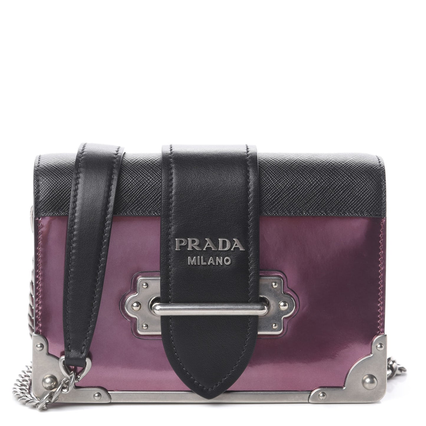 Metallic Vitello Saffiano Cahier Bag Ferro Black