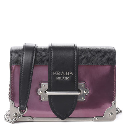 Prada Metallic Vitello Saffiano Cahier Bag Ferro Black 1 of 7