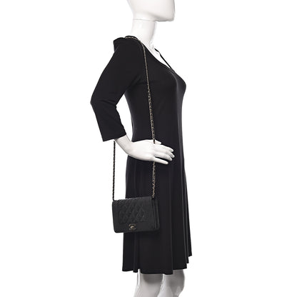 Chanel Caviar Quilted Vintage Mademoiselle Wallet On Chain WOC Black 2 of 12
