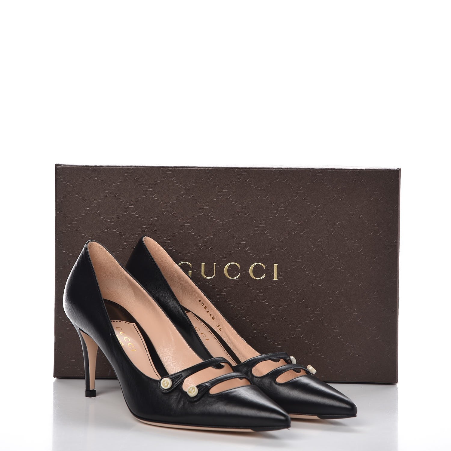 Gucci Malaga Kid Aneta Double Strap Mid Heel Pumps 36 Black 9 of 9