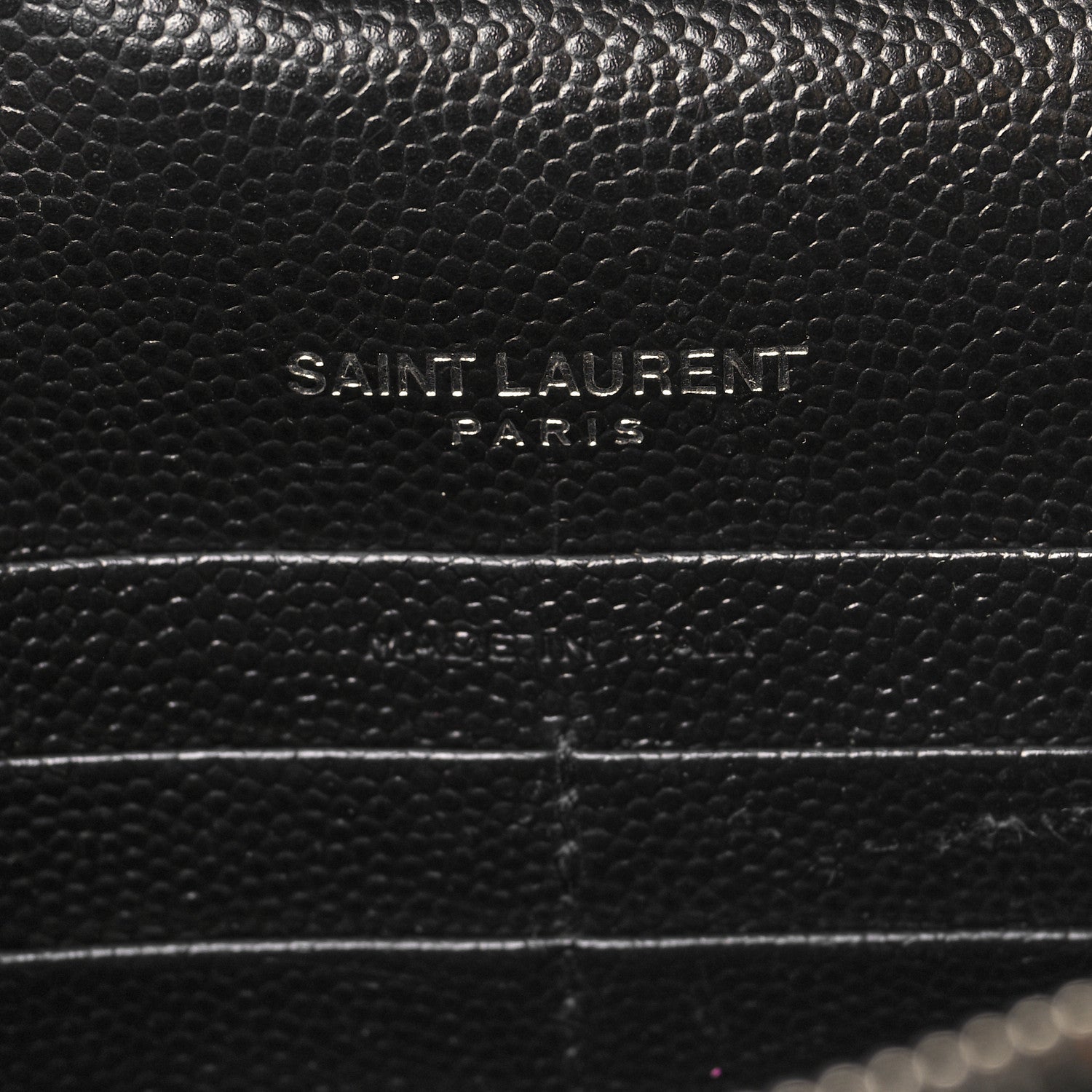 Saint Laurent Grain De Poudre Matelasse Chevron Monogram Envelope Chain Wallet Black 6 of 11