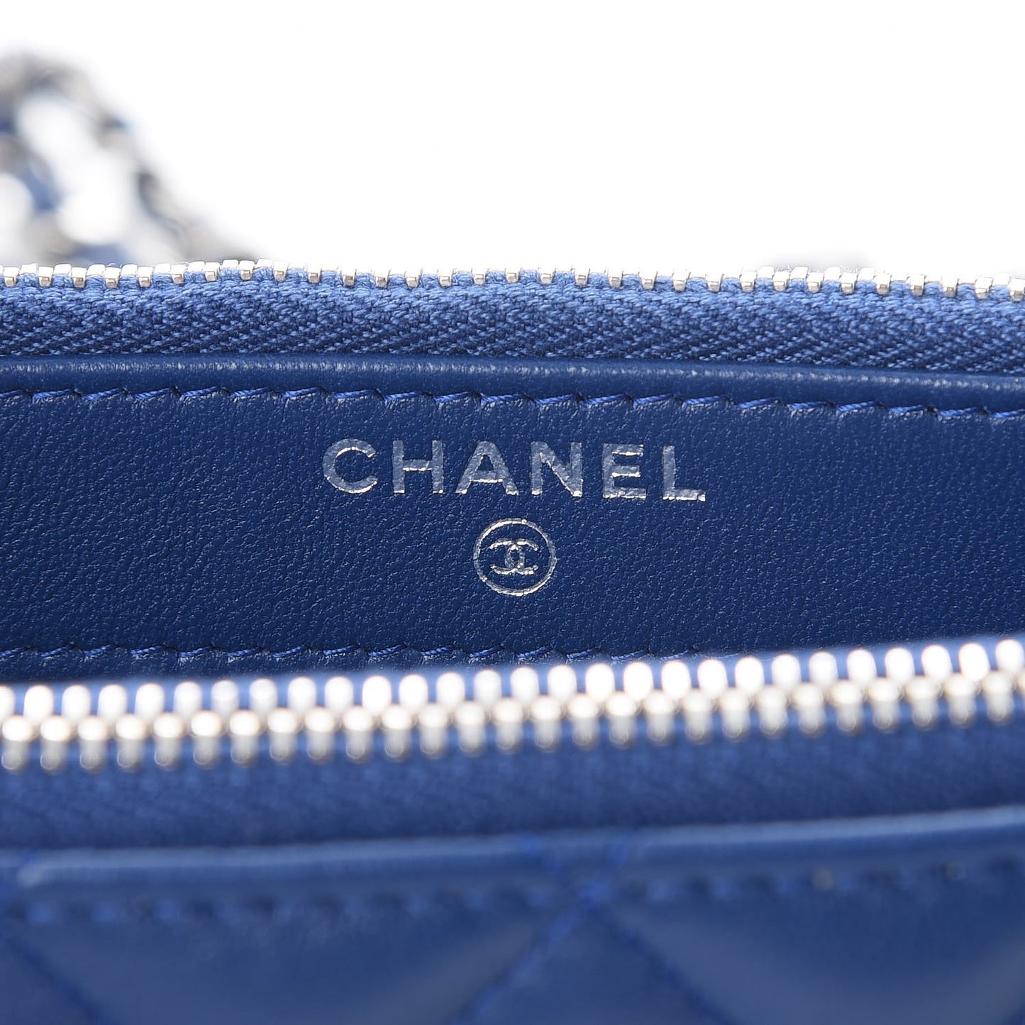 Lambskin Quilted Small Clutch With Chain Blue