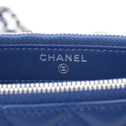 Chanel Lambskin Quilted Small Clutch With Chain Blue 7 of 10