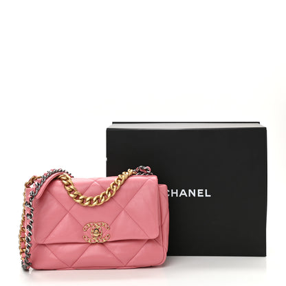Chanel Lambskin Quilted Medium Chanel 19 Flap Pink 10 of 10