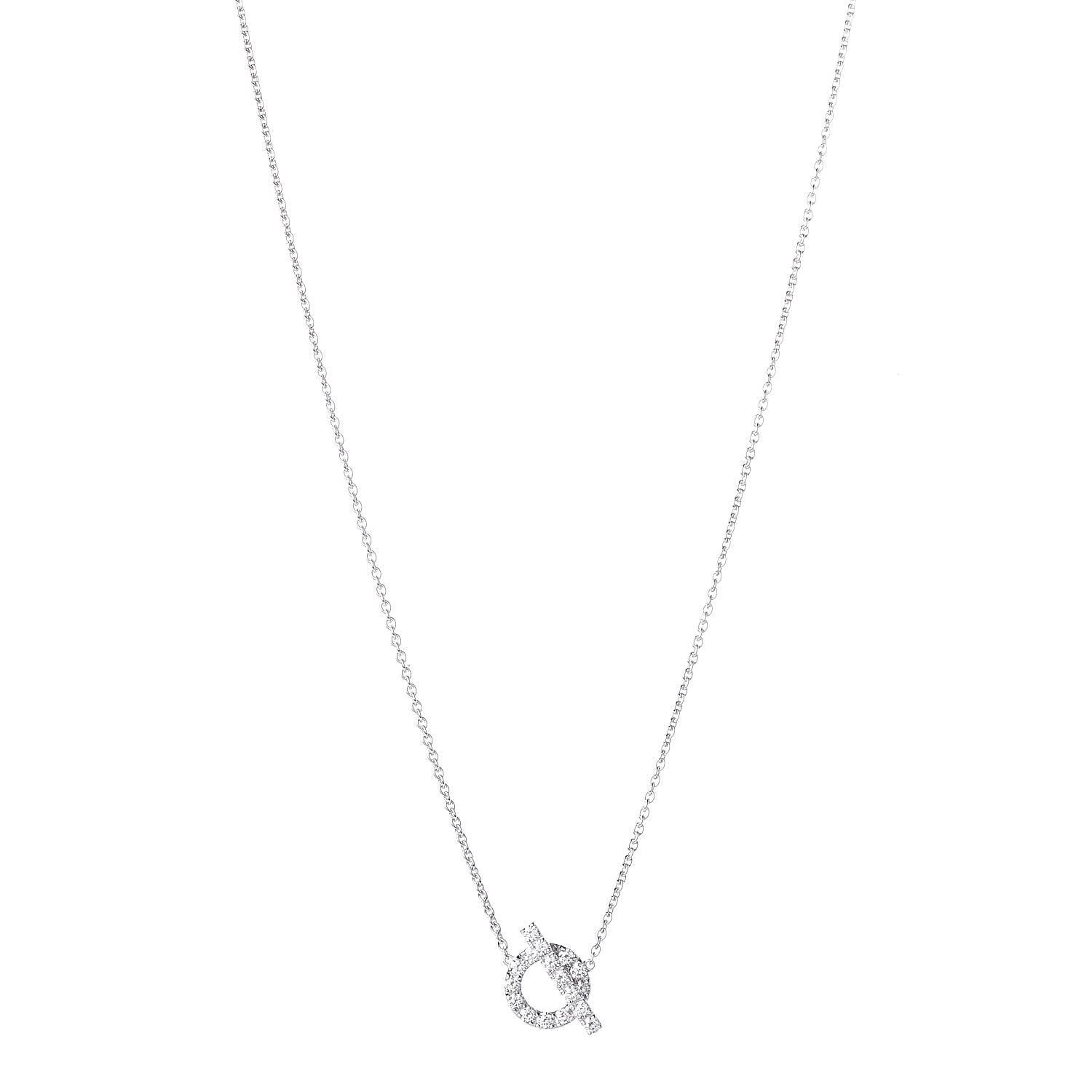 Hermes 18K White Gold Diamond Finesse Pendant Necklace 1 of 6
