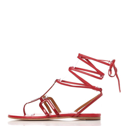 Hermes Nappa Patent Gladiator Sandals 38 Red 1 of 9