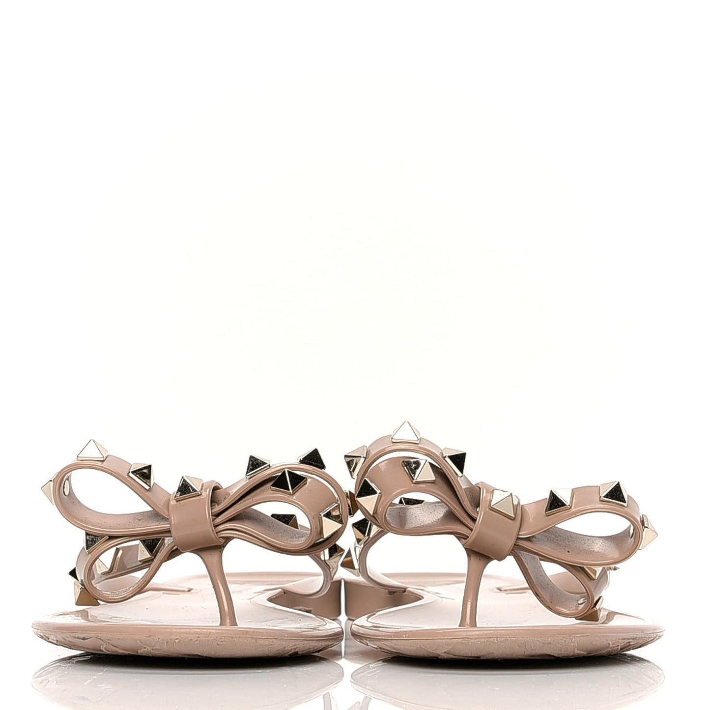 PVC Jelly Rockstud Bow Thong Sandals 37 Poudre