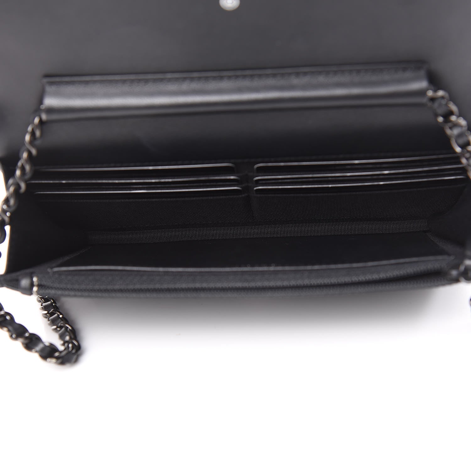Chanel Lambskin Chevron Quilted Wallet On Chain WOC So Black 5 of 13