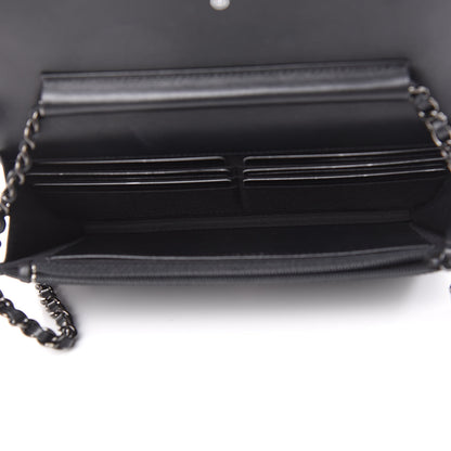 Chanel Lambskin Chevron Quilted Wallet On Chain WOC So Black 5 of 13
